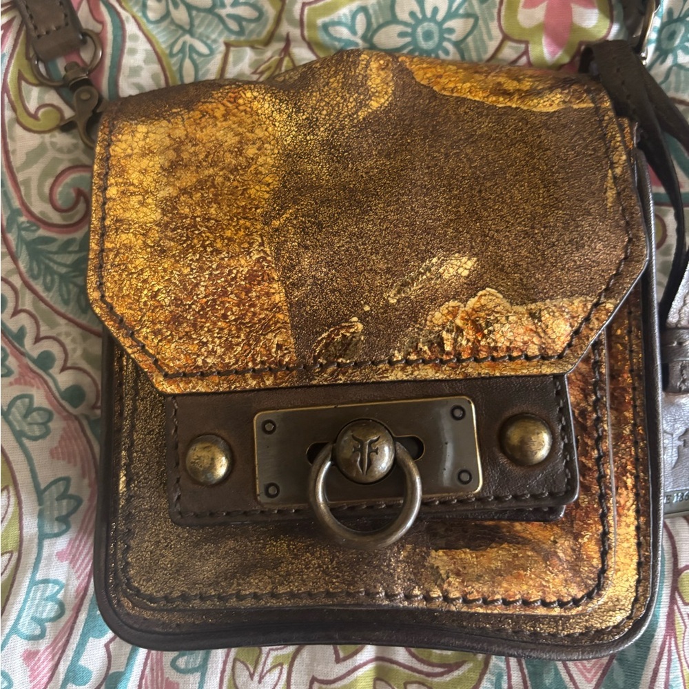 Hard-to-find Frye Cameron Mini Bag in Distressed Copper Leather
